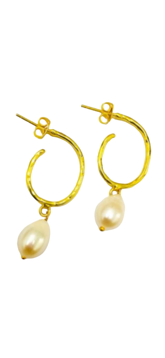 Pearl Brass Earrings