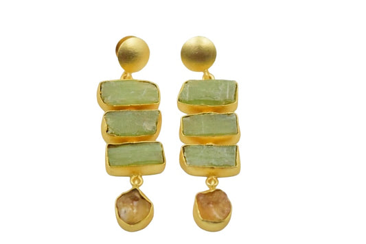 Green Kyanite & Citrine Earrings